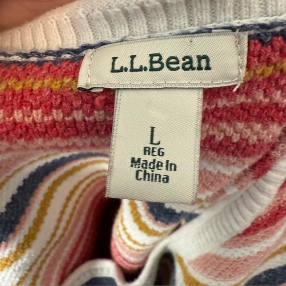 L.L. Bean Women's L Colorful Striped Textured Knit Sweater Size L PTP 21" - Picture 2 of 5